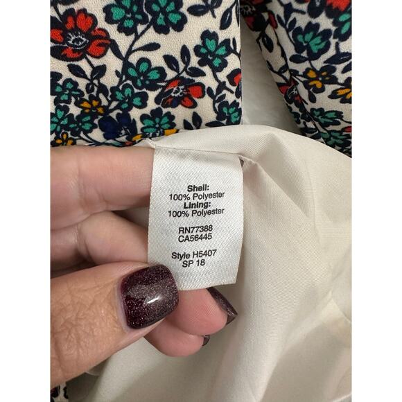 J. Crew Relaxed Ruffle Hem Dress L Fiery Sunset Floral - Picture 7 of 8